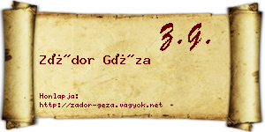 Zádor Géza névjegykártya