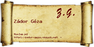 Zádor Géza névjegykártya